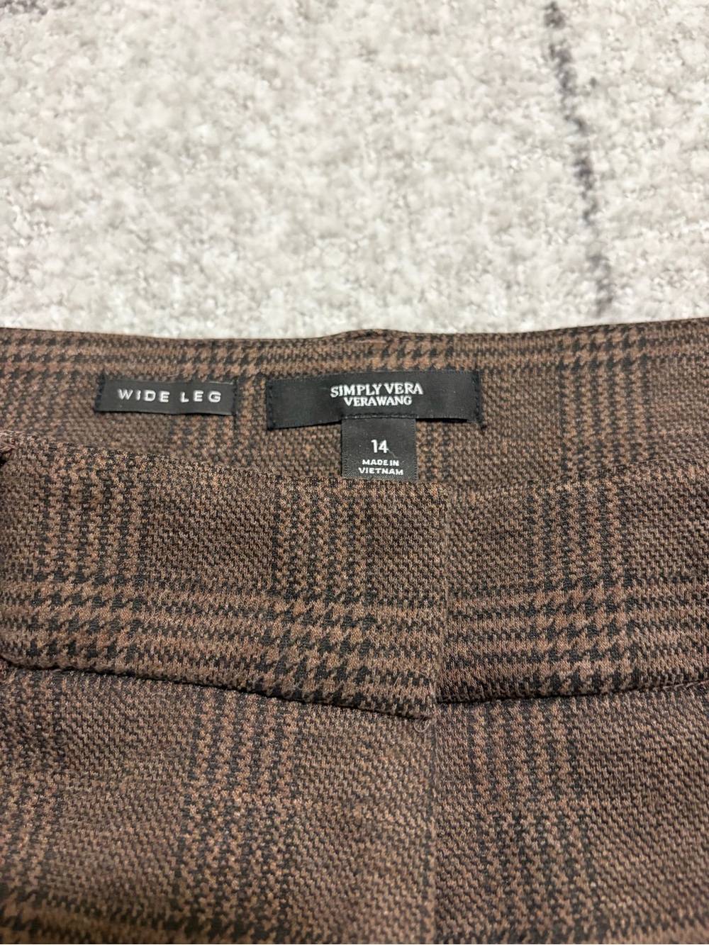 Simply Vera Vera Wang Brown Plaid Wide Leg Pants - Picture 3 of 5